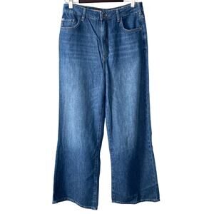 Anthropologie Pilcro Wide Leg Blue Jeans Annie High Rise Size 29 Cotton Lyocell
